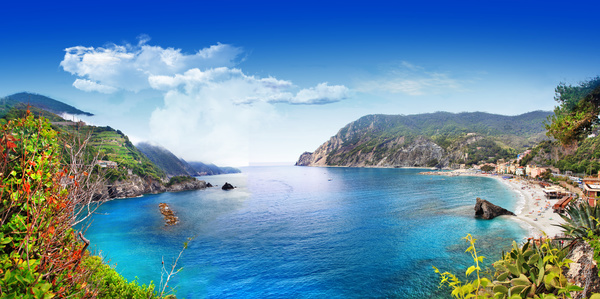 Romantic dazzling blue sea water Stock Photo