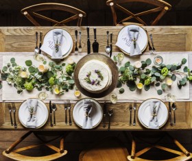 Romantic dining table decoration Stock Photo