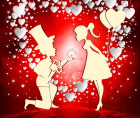 Romantic valentine day card with lovers vector material 01