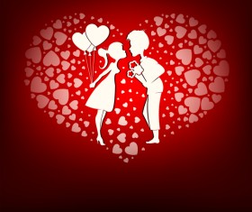 Romantic valentine day card with lovers vector material 03