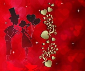 Romantic valentine day card with lovers vector material 04