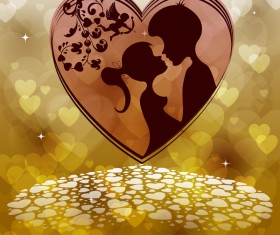 Romantic valentine day card with lovers vector material 05