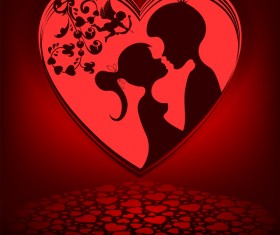 Romantic valentine day card with lovers vector material 06