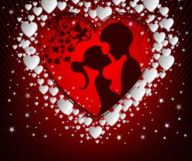 Romantic valentine day card with lovers vector material 07