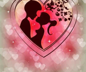 Romantic valentine day card with lovers vector material 08