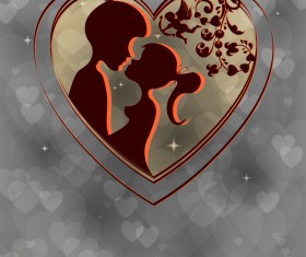 Romantic valentine day card with lovers vector material 09