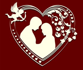 Romantic valentine day card with lovers vector material 11