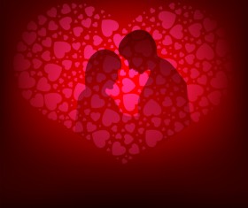 Romantic valentine day card with lovers vector material 12