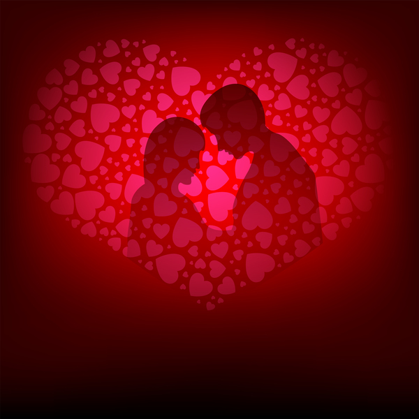 Romantic valentine day card with lovers vector material 12