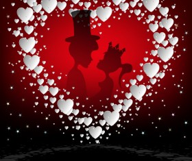 Romantic valentine day card with lovers vector material 13