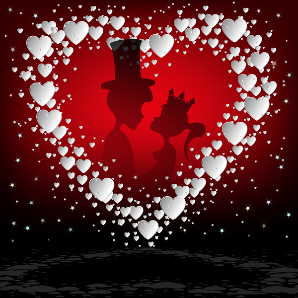 Romantic valentine day card with lovers vector material 13