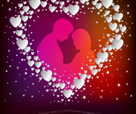 Romantic valentine day card with lovers vector material 14