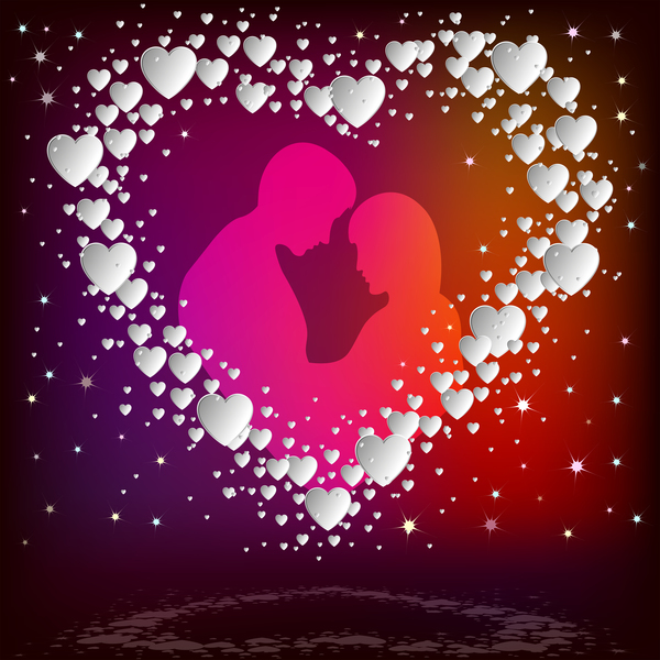 Romantic valentine day card with lovers vector material 14