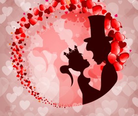 Romantic valentine day card with lovers vector material 15