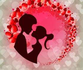 Romantic valentine day card with lovers vector material 16