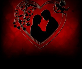 Romantic valentine day card with lovers vector material 17