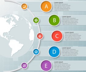 Round button infographic with earth vector 02
