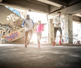 Runners in the city Stock Photo