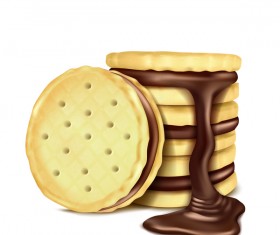 Sandwich biscuits choholate vector material 01