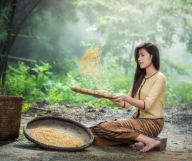 Screen rice woman Stock Photo 01