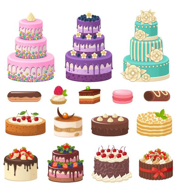 Set of cake illustration vectors