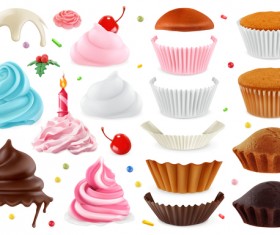 Set of cupcakes maker design elements vectors