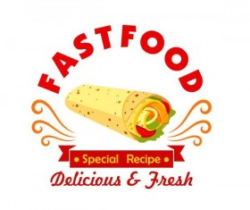 Set of fast food labels design vectors 12