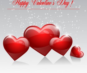 Shiny red heart shapes with valentine background vector