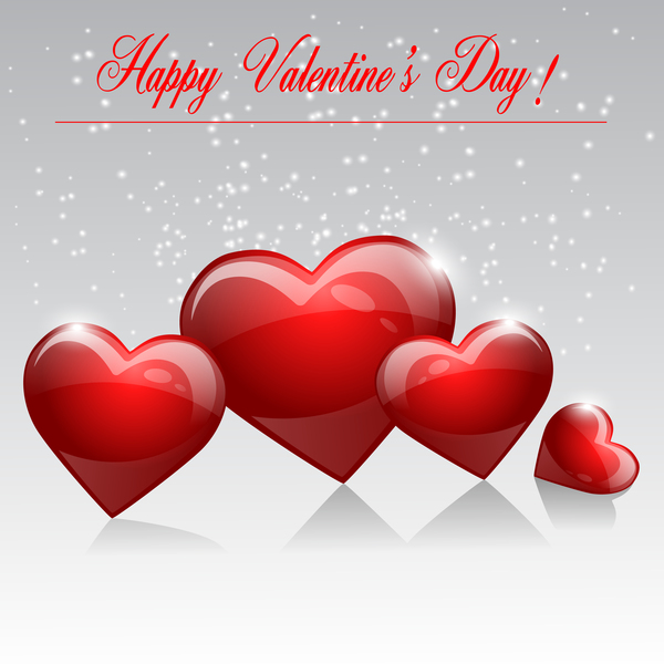 Shiny red heart shapes with valentine background vector