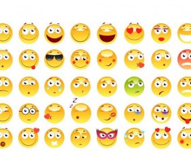 Shiny yellow expression icons set