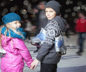 Skating children Stock Photo