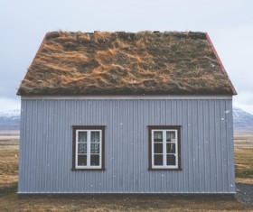 Small cottage in empty highland Stock Photo