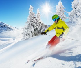 Snow slope skiers Stock Photo 01