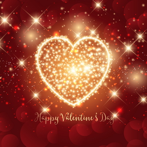 Sparkle heart valentines day background vector