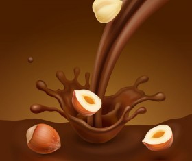 Splash chocolate with hazelnut vector