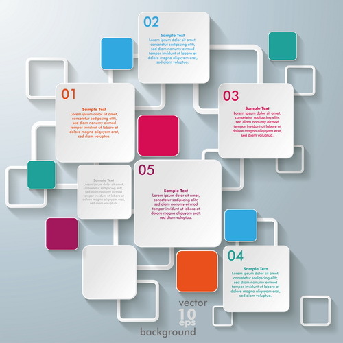 Square modern infographic template vector 01