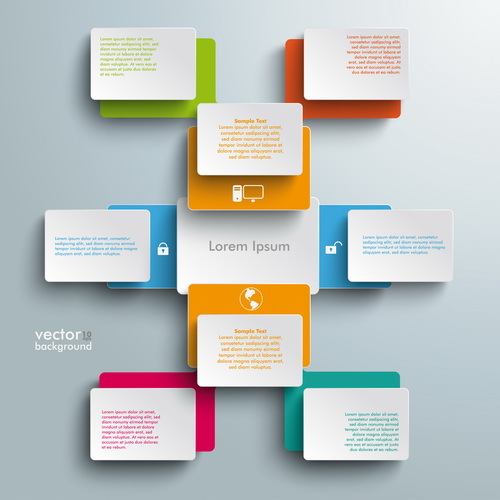 Square modern infographic template vector 04