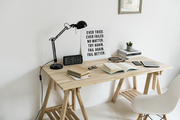 Student home writing desk Stock Photo
