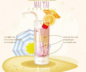 Summer season cocktails poster design vectors 01