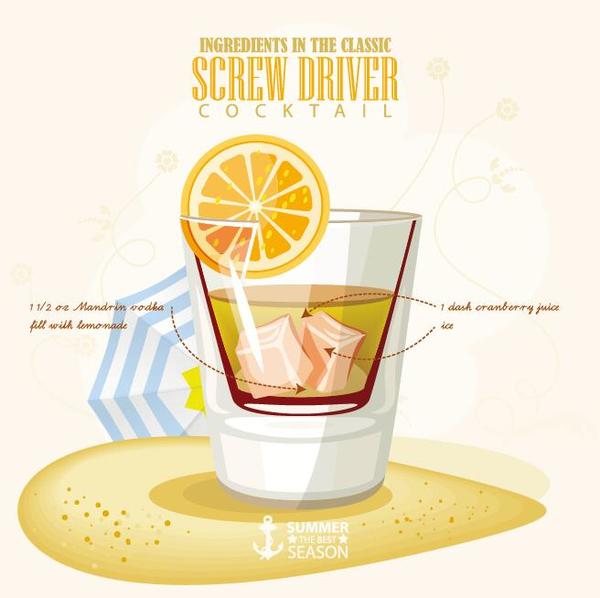 Summer season cocktails poster design vectors 03