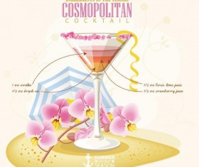 Summer season cocktails poster design vectors 06
