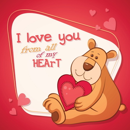 Teddy bear with Valentine card vector