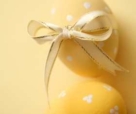 Tie ribbon yellow Easter egg Stock Photo 02