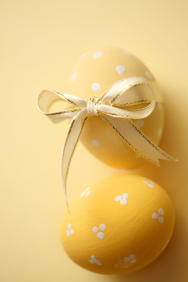 Tie ribbon yellow Easter egg Stock Photo 02