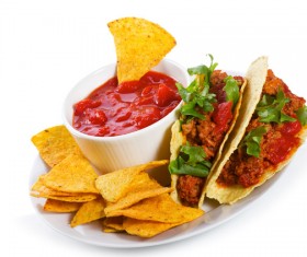 Tortilla chips and ketchup Stock Photo 02
