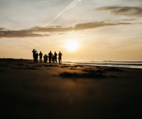 Tourist enjoy sunset Stock Photo