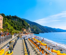 Umbrellas on the beach Stock Photo 02