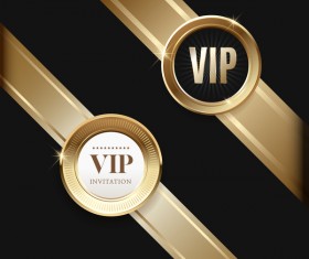 VIP badge with golden ribbon vector