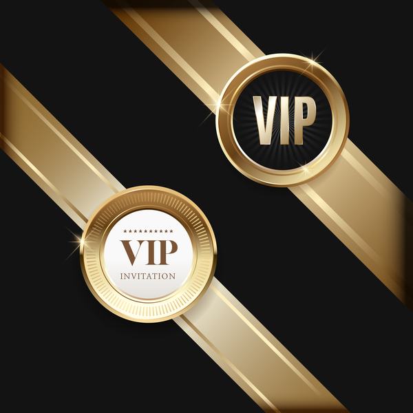 VIP badge with golden ribbon vector