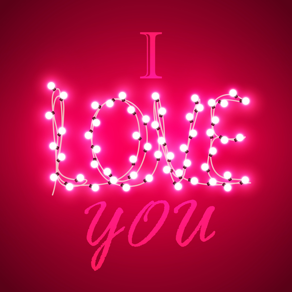 Valentine background with light bule vector 04
